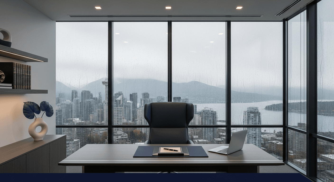Vancouver harbour skyline with law firm office
