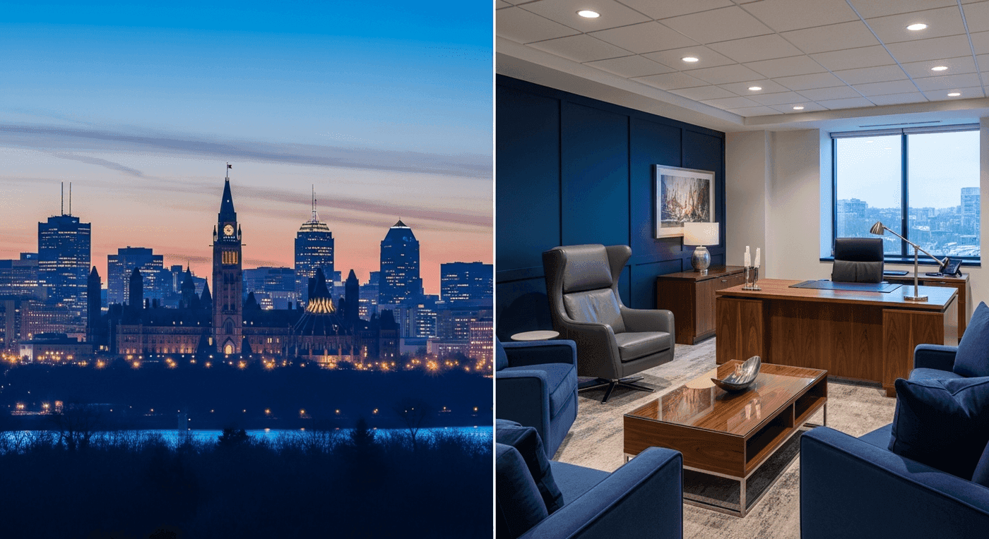 Ottawa parliament district skyline with injury law firm office