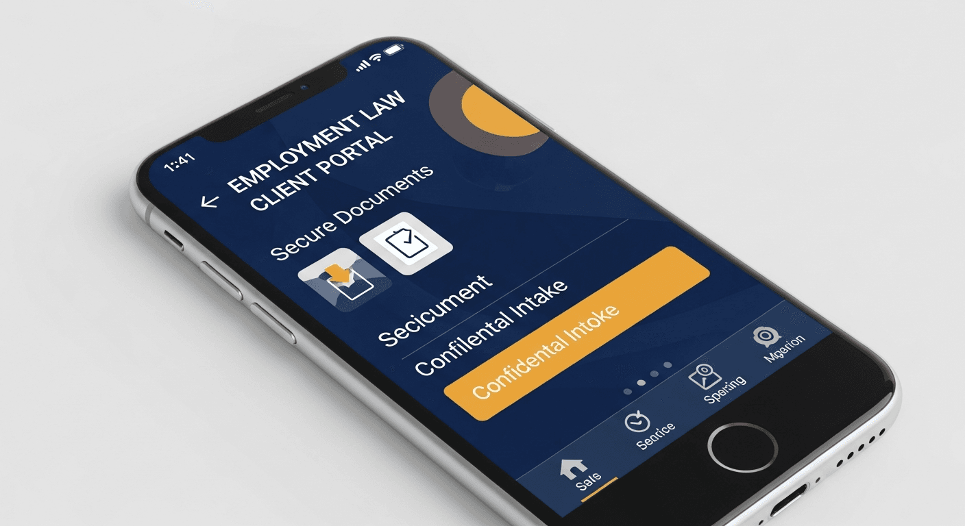 Employment law law firm client mobile app on iPhone and Android