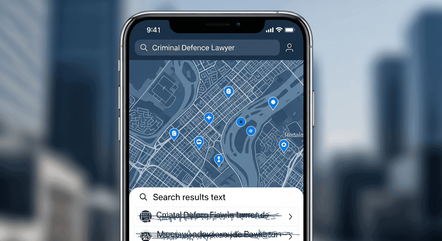 Mobile search results showing Canadian criminal defence law firms