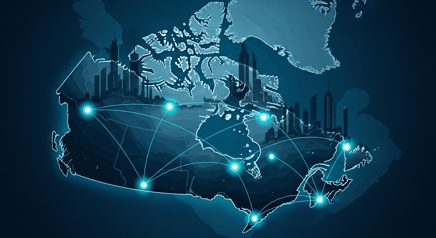 Map of Canada highlighting major cities for law firm website features