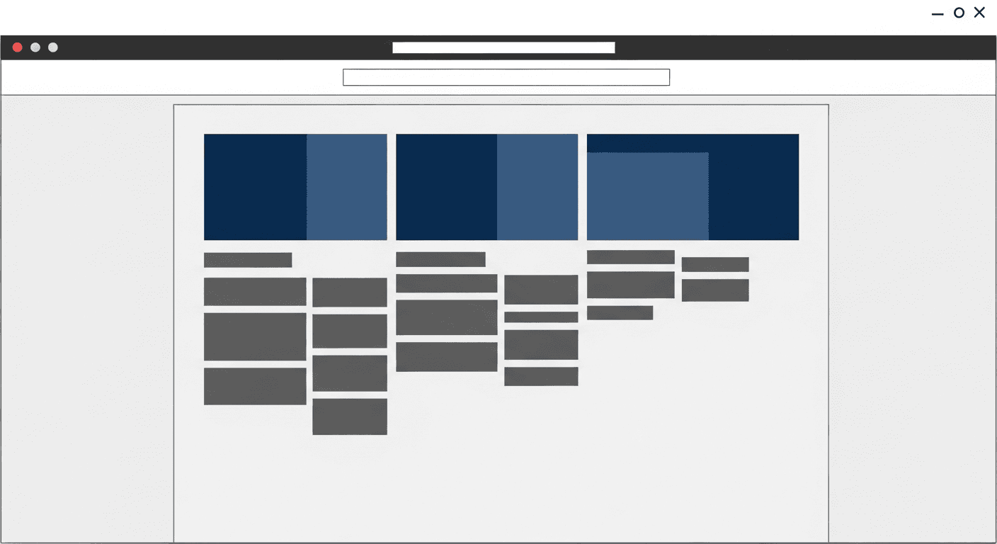 Separate practice area sections on a law firm website