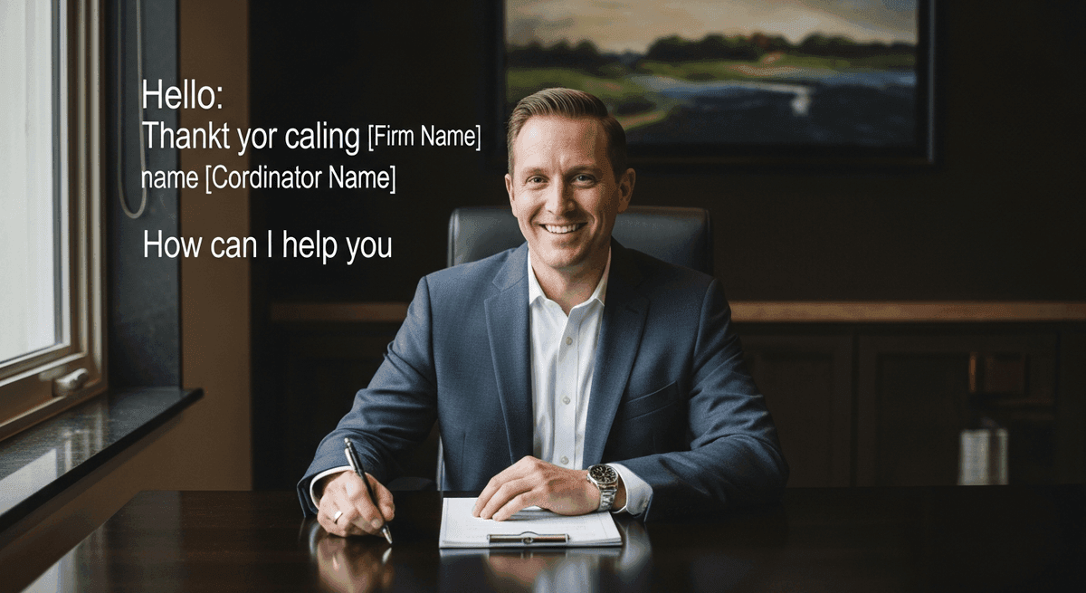 Law firm intake form and click-to-call button on a mobile screen with staff answering