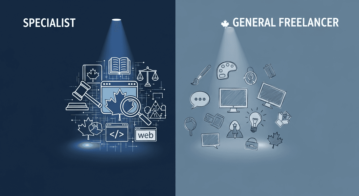 Specialist law firm web designer versus general freelancer comparison for Canadian legal sites