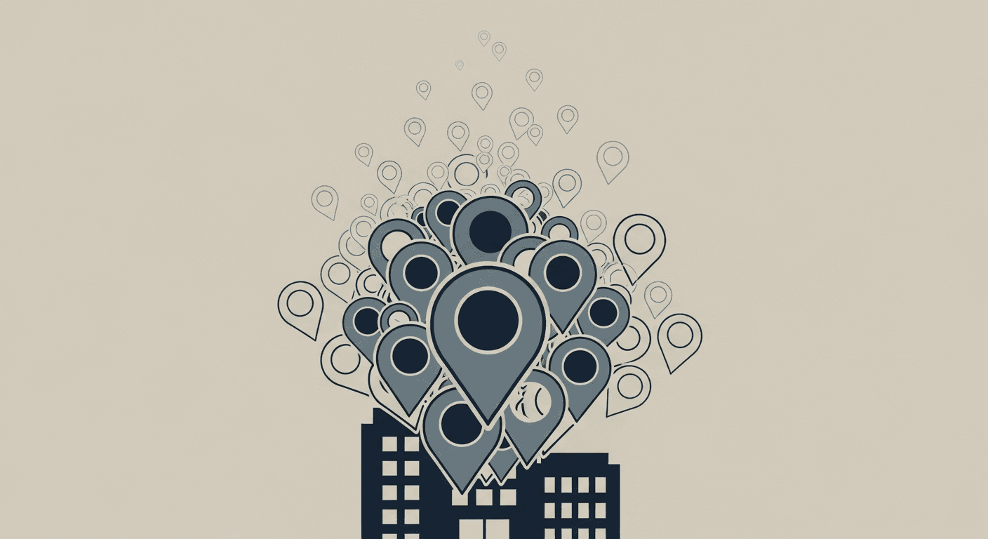 Duplicate map pins representing ghost Google Business Profile listings
