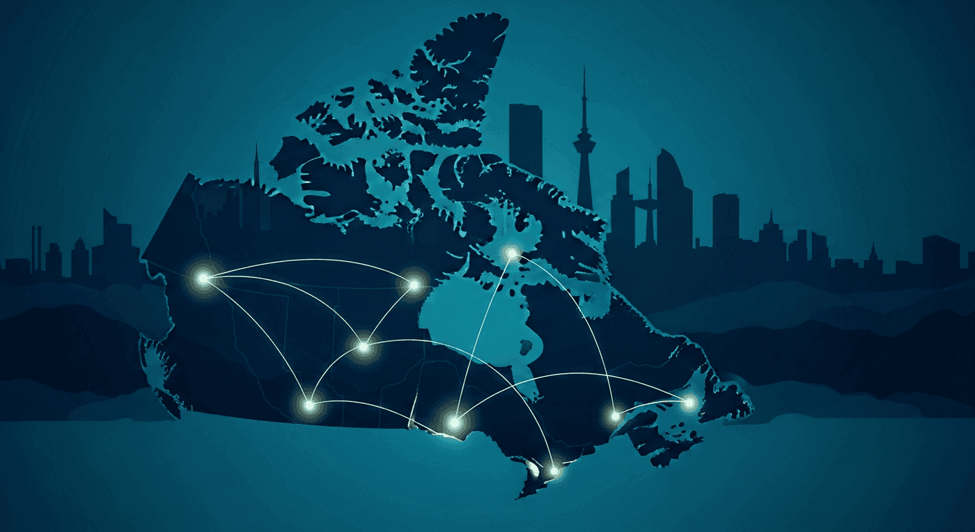 Map of Canada highlighting major cities for personal injury lawyer SEO