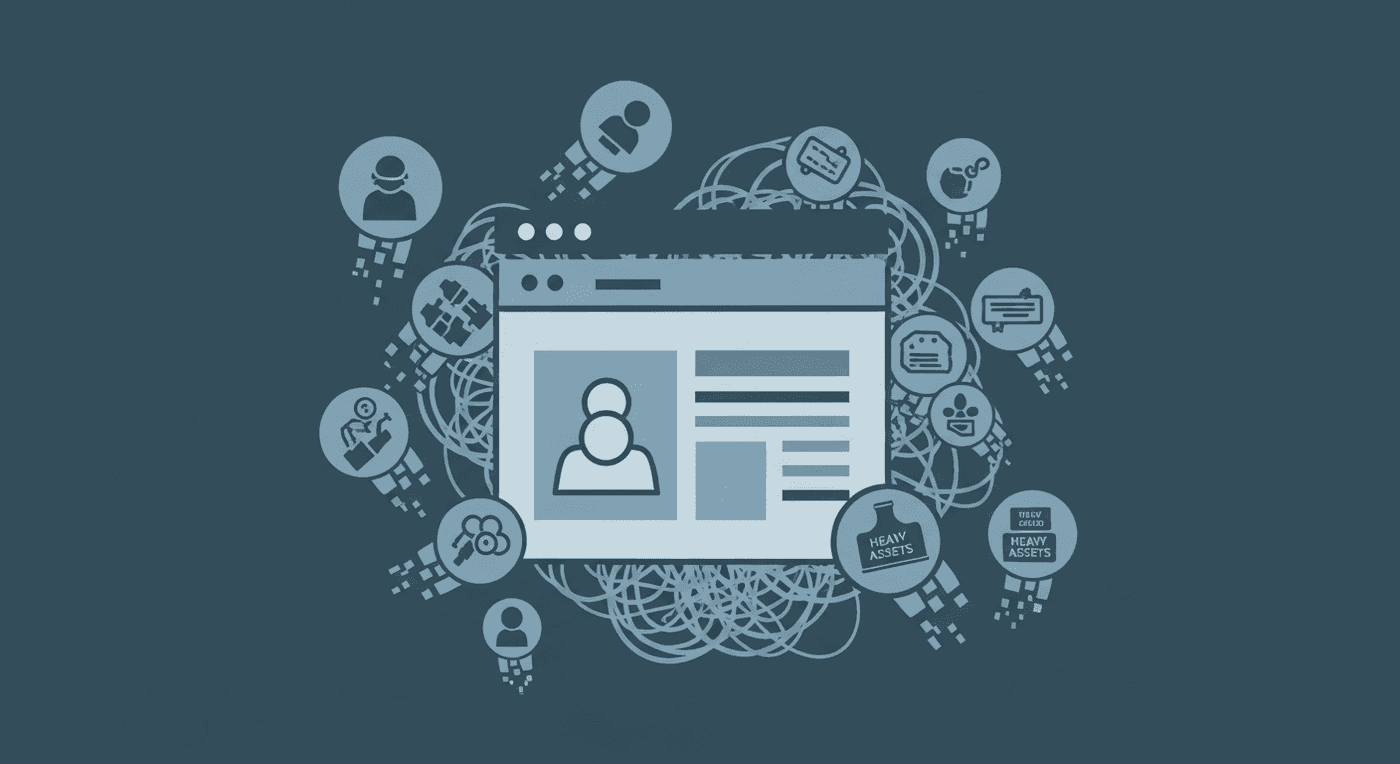Illustration of slow law firm website performance from accumulated plugins