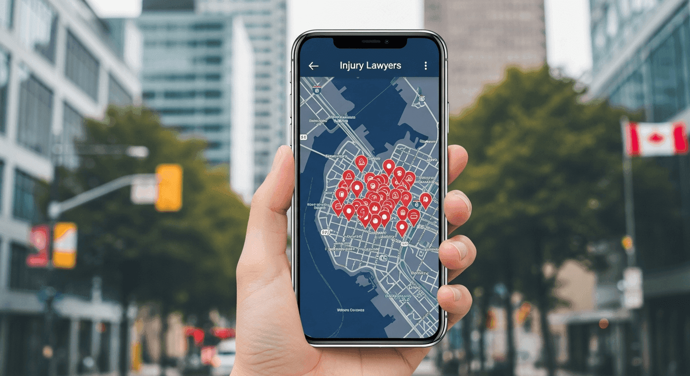 Search results showing local personal injury law firms on a mobile phone