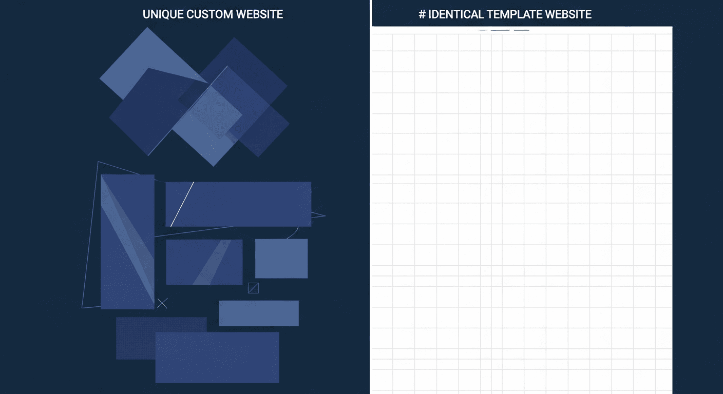 Custom law firm website layout compared to identical template sites