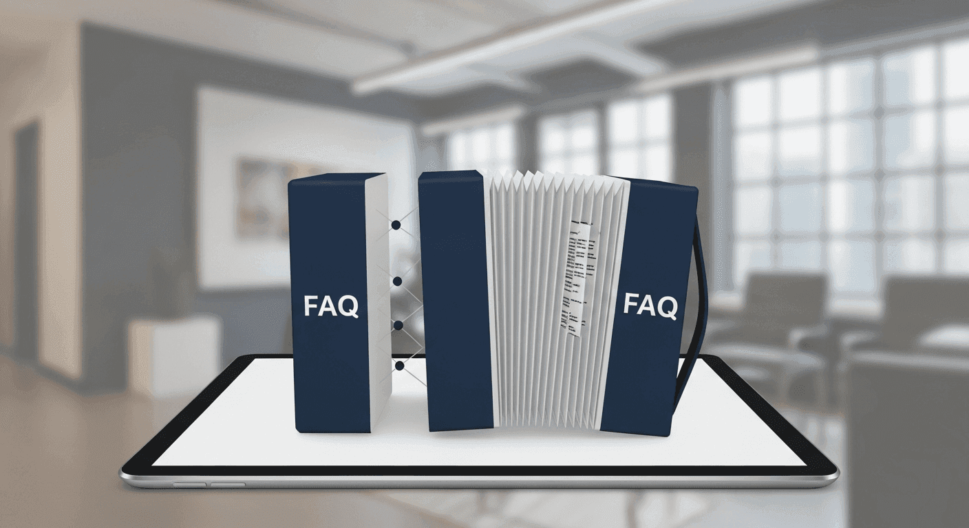 FAQ accordion section on an Ontario law firm website tablet display