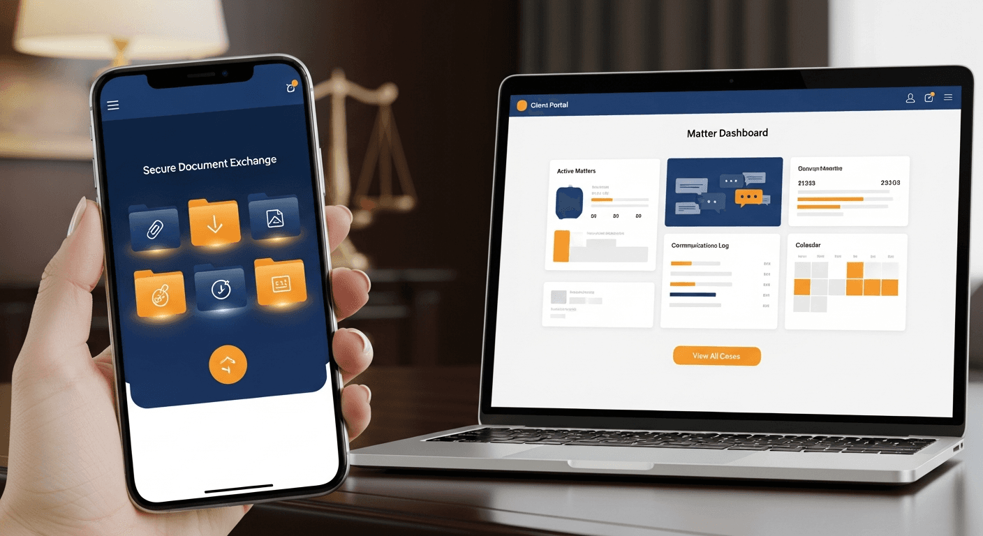 Business law law firm client mobile app on iPhone and Android