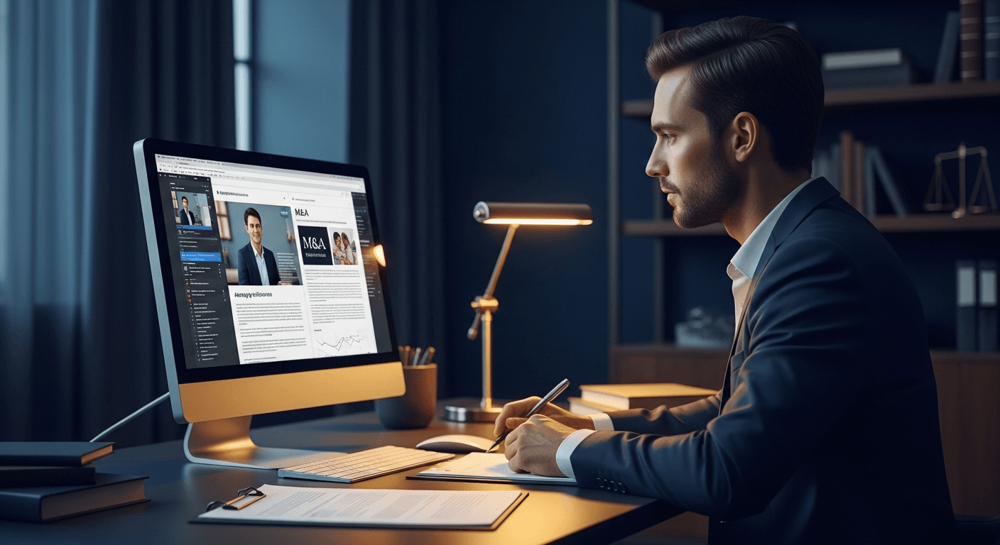 Legal content editor reviewing business law firm landing page copy