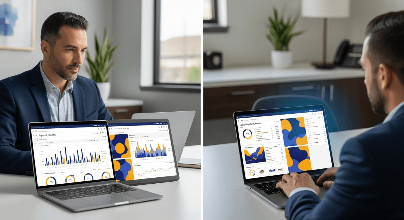 SEO analytics dashboard showing personal injury law firm keyword rankings and intake growth